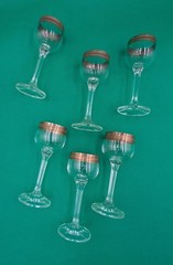 Vintage Bohemian Czech Art Deco Style Amber Sherry Liqueur Glasses Set Six