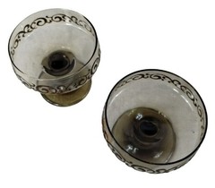 Vintage Libbey Brown Swirl 1970s Prado 2 Piece Champagne Goblets Dessert Bowls
