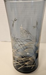 Vintage Libbey Bolero Dusky Blue Dragonfly & Wheat Glass Tumblers / Set of 12