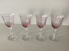 Fostoria Vavarre Pink 6″ 5 ounce Wine Goblet set of 4