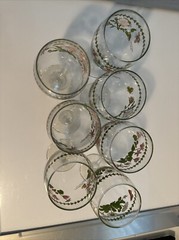 Portmeirion Botanic Garden 16oz Footed Tea Water Wine Goblets Glassss Lot Of 7