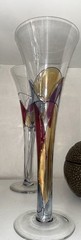 Champagne Flute Romanian Milano Mosaic Stained Glass Hand Blown Crystal Set of 2