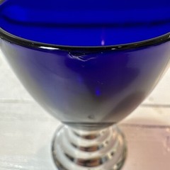 5 Art Deco Chase Cobalt Blue Moon Chrome Cordial Glasses 3.5″ USA Vintage Signed