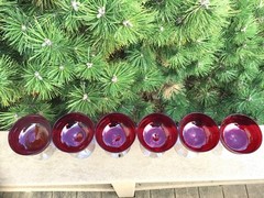 Morgantown Brilliant pattern coupe champagnes Spanish Red 7 oz