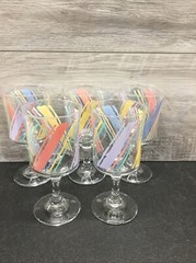 Vintage 1980’s Pastel Diagonal Striped Stemmed Drinking Glasses Set Of 5