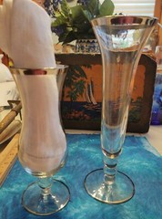 Vintage Lenox? Set of 2) Water & Champagne Glasses w Platinum Trim Bubble Stem