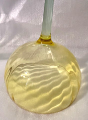 SET OF 2 YELLOW & GREEN STEMMED CRYSTAL CHAMPAGNE COUPES NEW