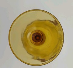 Bartlett Collins Amber Thumbprint Footed Stemmed Water Goblet Set of 4
