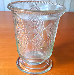 Vintage Milk Glass. Footed Tumbler Or Votive Holder. Round Embossed Pattern