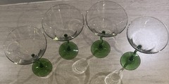 Lot Of 4 Libbey Courbe Green Wiggle Martini Glasses 12oz