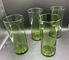 Vtg Mid Century Modern Green Swing Drinking Glass Tumblers 20 Oz 8 Pc Set 6.5”