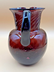Hand Blown Amethyst Swirl Glass Pitcher & 5 Glasses Art Glass Drink Set