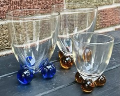 Bubble Ball Base Glasses – Set of 3 – Cocktail and Apertif Vintage Barware MCM