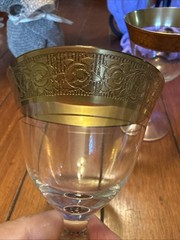 Lot of 5 Glastonbury Lotus Rambler Rose Liquor Cocktail Glass 35 Gold