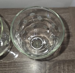 Set of 2 Standard Glass Co Criss Cross & Punties Etched Tall Pair of Water…