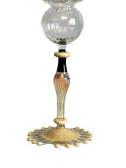 Unique Murano Goblet Swirl Crystal Flared Base Scalloped Edges Handmade Tipetto