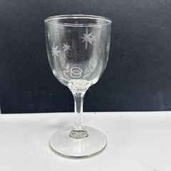 6 RARE Vintage Toyo Sasaki Wine Glass Star Burst Etched MCM Atomic