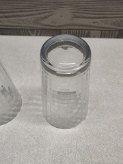 Lot Of 2 Block Optic 6″ Clear Panel Glass Bar Drinking Glasses Heavy 3.25″D Wind