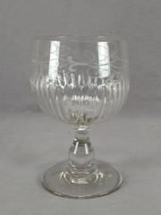 Antique French Engraved & Pattern Molded Blown Glass Large Goblet C. 1830-1840s