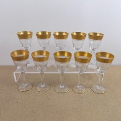 10 Glastonbury Lotus Rambler Rose 4.25″ Cordial Glasses Floral Gold Band
