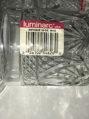 4 Luminarc Antique Clear Cristal D’Arques Durand Glass Mugs Intact Labels .