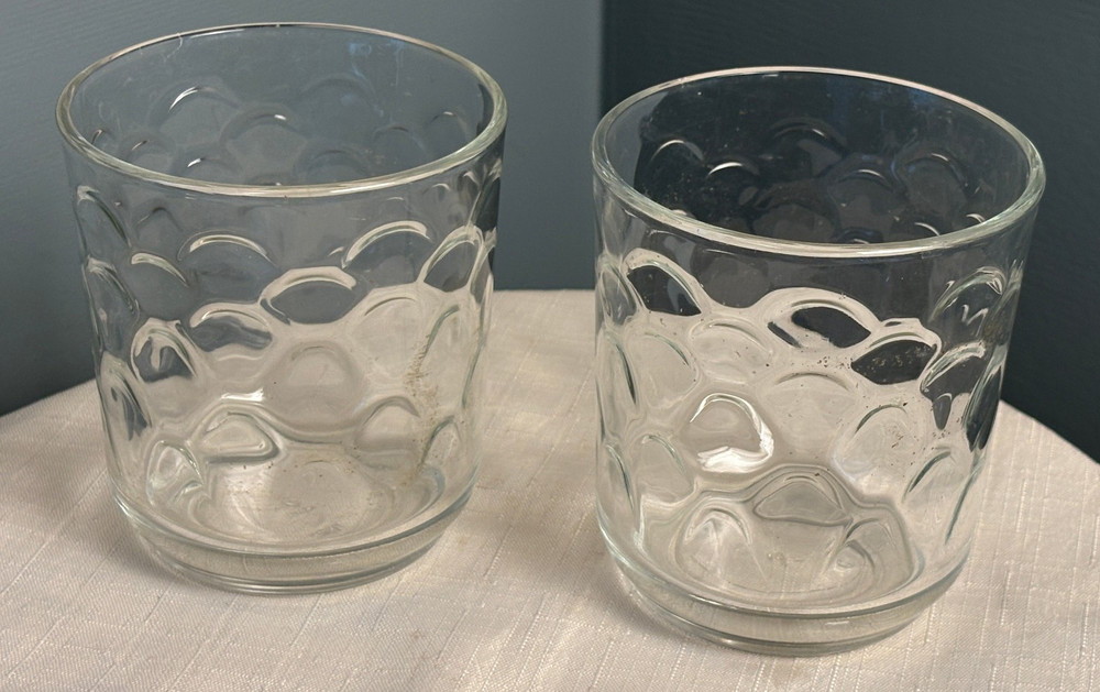 Lot of 2 Vintage Libbey Mermaid Fish Scale Whiskey Drink Glasses – 3.75″ Tall