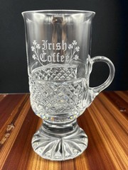 Vintage Irish Coffee Crystal Glass by Galway Etched Diamond point 5 1/8″