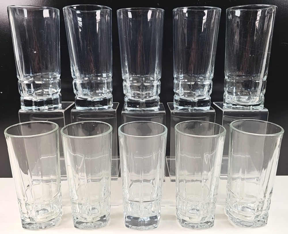 10 Libbey Squire Cooler Glasses Set Clear Vertical Cut Drink Tumbler Barware Lot