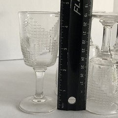 Ripley Greek Clear Antique EAPG Glasses Diagonal Band Fan 2 Oz 1980’s Set of 6