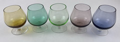 Mid-Century Multicolor Mini Cordial Brandy Shot Glasses Cocktail Snifter Footed