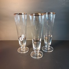 Warsteiner 3 Pilsner 0.21 Liter Beer Glasses Barware 8″ Gold Rim