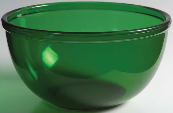 MCM ~ ANCHOR HOCKING CLEAR FOREST GREEN GLASS 7″ MIXING BOWL ~ DISCONTINUED