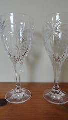 Set of 2 Godinger Shannon Crystal Water/Wine Glasses Palm/South Beach Collection