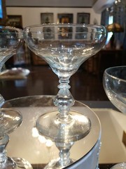 (3) Tall Champagne Sherbet Glasses, Crystal Bryce Puritan stem 894 flute panel