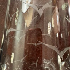 Vintage Mid Century MCM Etched Glass Seagull Pitcher Bach Bird Clear