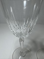 Luminarc (2) Crystal Wine Glasses 6 Oz. Diamond Pattern Beveled Stemware VTG