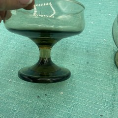 2 Vintage Smoke Brown Glasses Sherbet Dessert Champagne Pedestal MCM Tawny