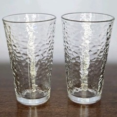 Libbey Frost 16oz Pint Clear Glass Cup Tumblers Pebble Texture Set Of 2