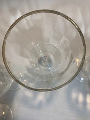 Sale 8 Vintage Gold Rim Horizontal Rib Beer, Ice Cream, Water Crystal Glasses