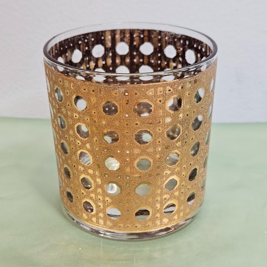 Culver 22K Raised Gold Lowball Glasses Hollywood Regency Vintage