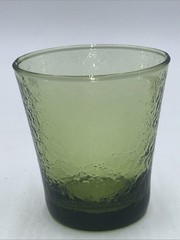 Vintage MCM Juice Or Rocks Glass Fire And Light Crackle Spaghetti Crackle ???