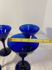 Set of 4 Libbey 6.5″ Dark Cobalt Blue Martini Glasses Wine Cocktail Party Goblet