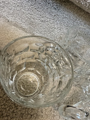 Lot of 6 Vintage Arcoroc France Britannia Beer Mugs Thumbprint Clear Glass 5″