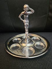 Rare 1920s Art Deco Shot Lady Glass Holder By Faber Chrome NY