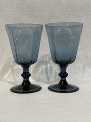 VTG Lenox Antique Dark Blue Wine Glasses Sherbet Cordials Stemmed 5″ Set of 2
