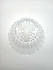 Crystal Glass Serving Bowl – Decorative Textured Ribbed Fruit Salad 5″ Tall