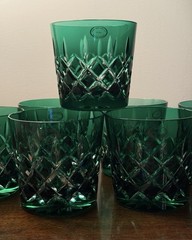 AJKA Arabella Green Cut To Clear Crystal Double Old Fashioned Glass
