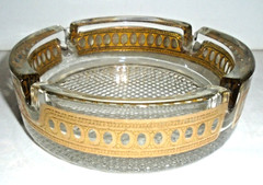 Vintage Glass Gold Inlay Ashtray, 6″