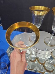 (6) Water Goblets Glasses 7-3/4″, clear Gold encrusted Glastonbury Lotus #85-1