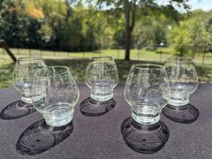 Pioneer Clear Glass Japan Gray Cut Willow Moon 3″ Seamless Brandy Snifter 4.2oz